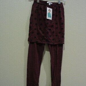 Dark purple leggings with skirt detail - black stars